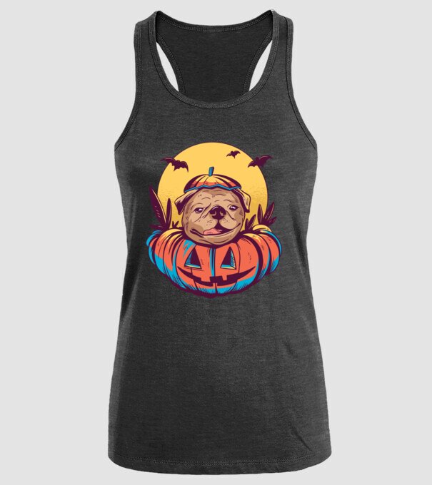 Mops Halloween model negru pe tricou