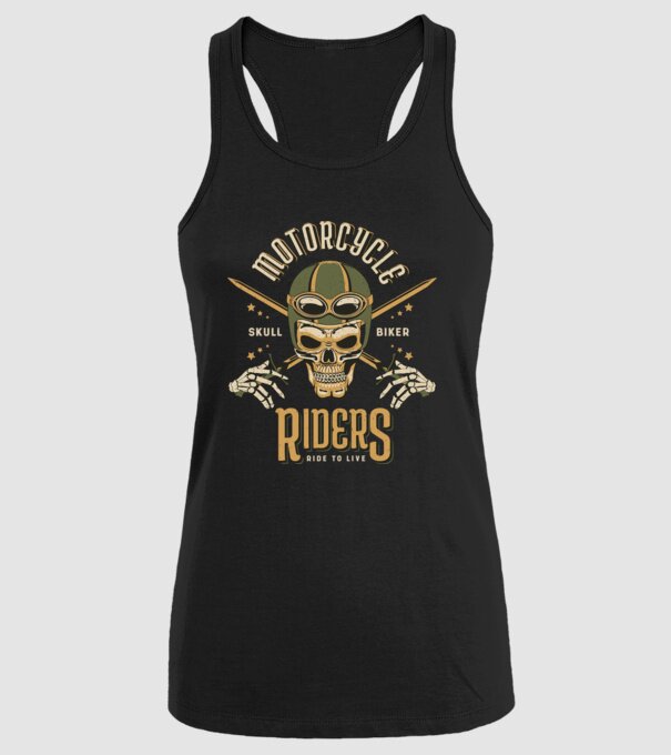 Craniu Motociclist model negru pe tricou