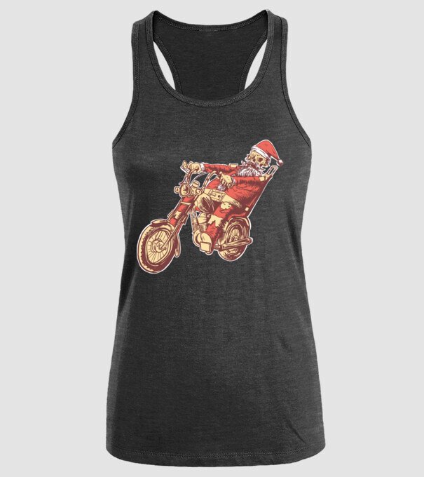 Moș Crăciun Motociclist model negru pe tricou