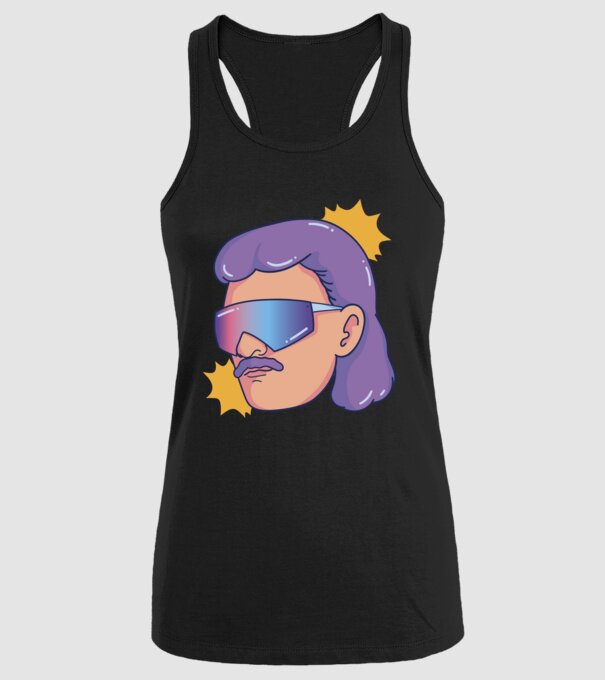 Cap Mullet Retro model negru pe tricou