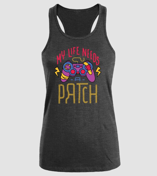 My life needs a patch Gamer model negru pe tricou