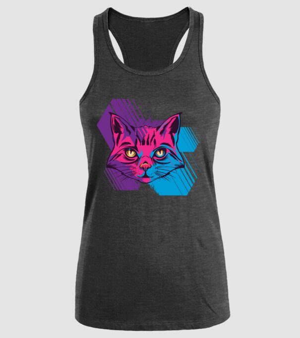 Pisică Neon model negru pe tricou