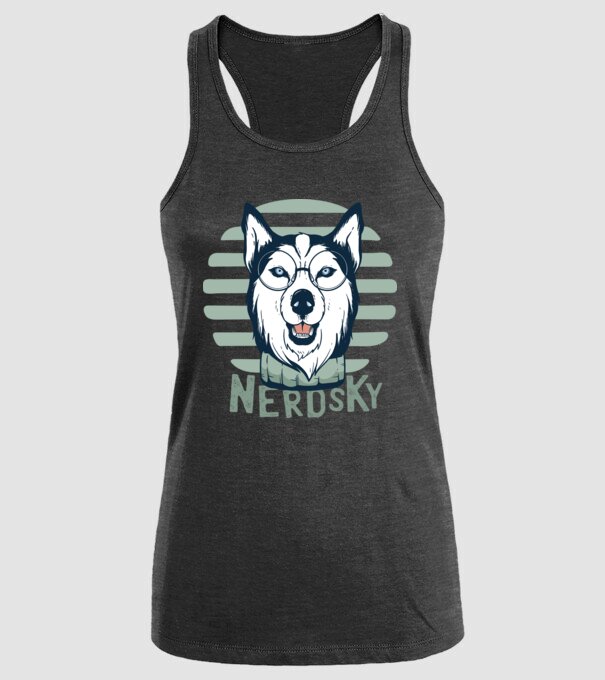 Nerdsky Husky model negru pe tricou
