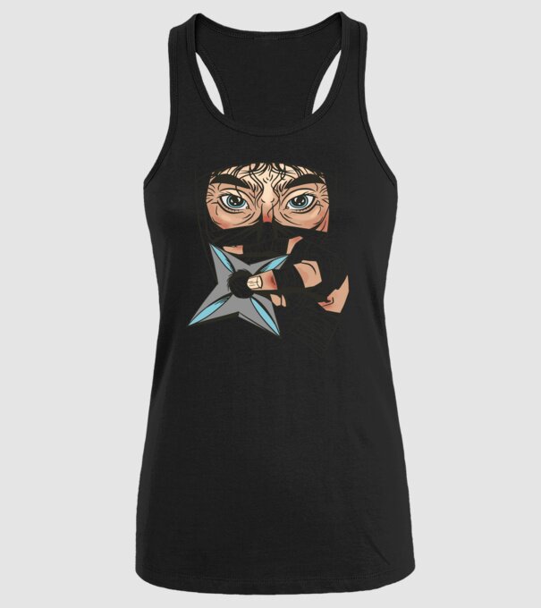Cap de ninja model negru pe tricou