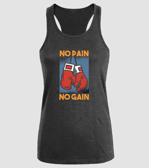 No pain no gain box model negru pe tricou
