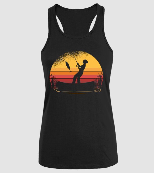 Femeie Pescar model negru pe tricou