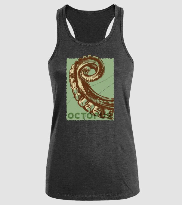 Caracatiță Octopus model negru pe tricou
