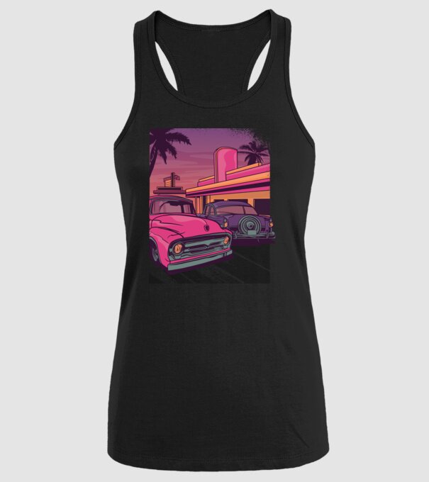Old school California model negru pe tricou