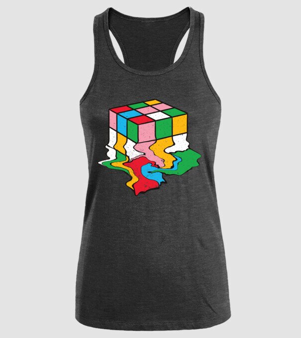 Cub Rubik topindu-se model negru pe tricou