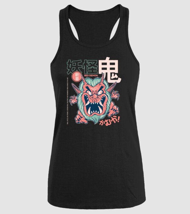 Oni Yokai Anime model negru pe tricou