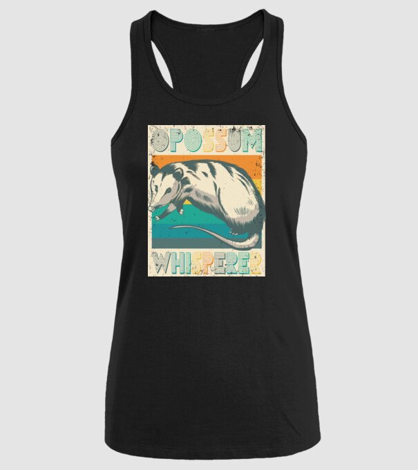 Opossum Whisperer model negru pe tricou