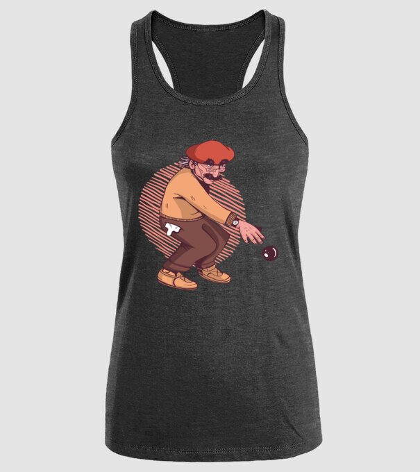 Petanque bătrân model negru pe tricou