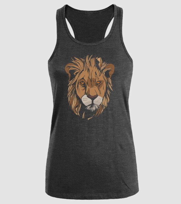 Cap de leu model negru pe tricou