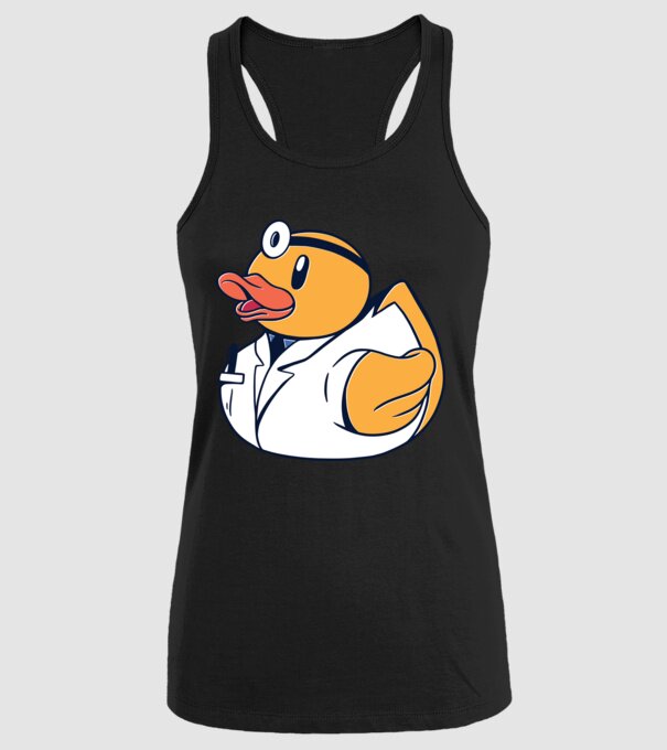 Medic Rățușcă de cauciuc model negru pe tricou