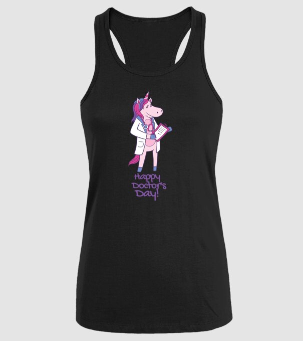 Medic Unicorn model negru pe tricou