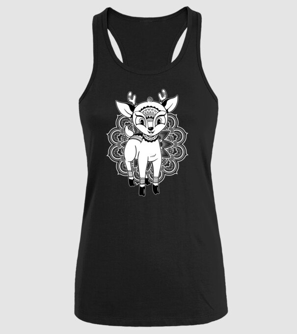 Mandala Căprioară model negru pe tricou