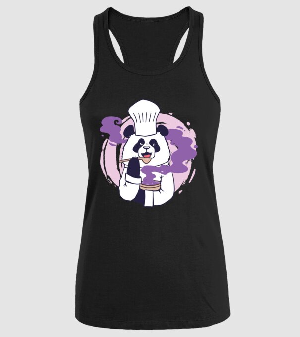 Panda Chef model negru pe tricou