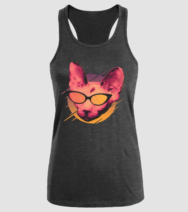 Pisică Petrecere model negru pe tricou