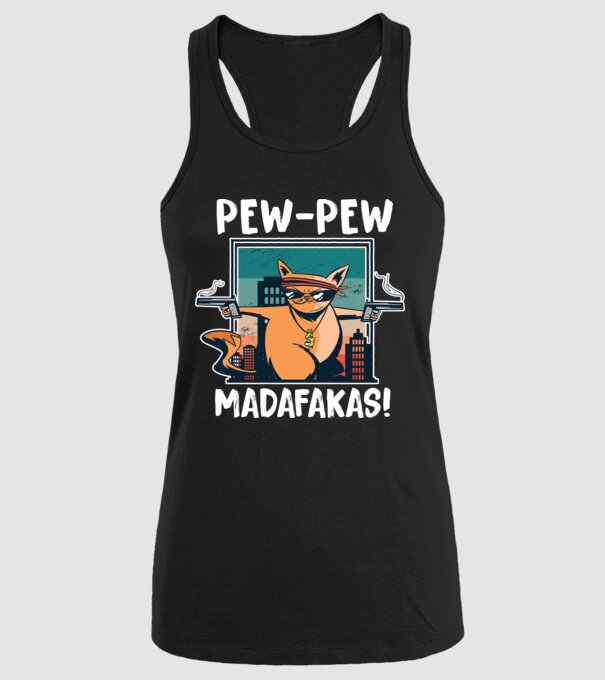 Pew Pew Pew Madafakas Pisică model negru pe tricou