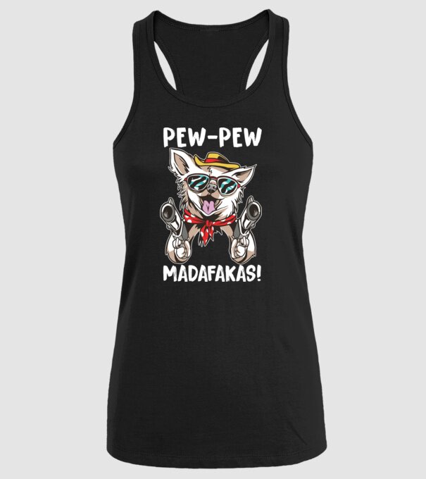 Pew Pew Pew Madafakas Chivava model negru pe tricou