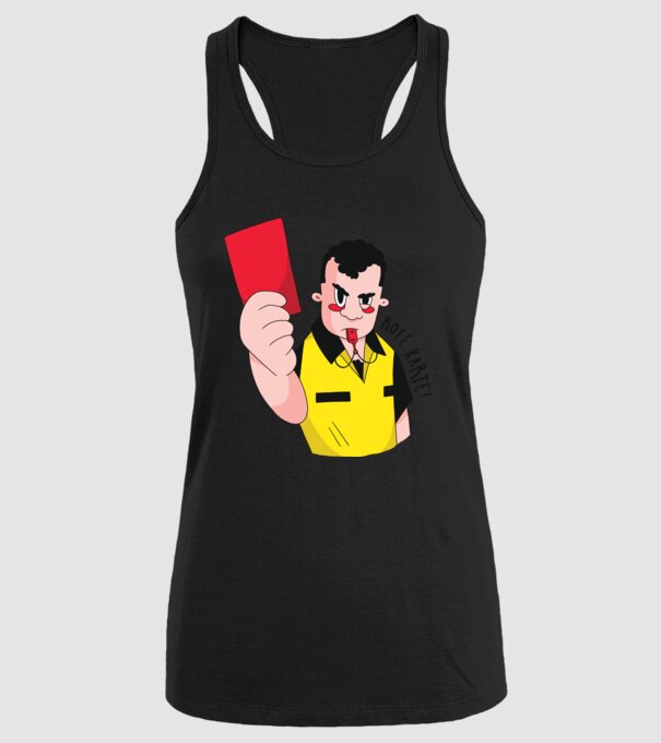 Cartonaș roșu model negru pe tricou