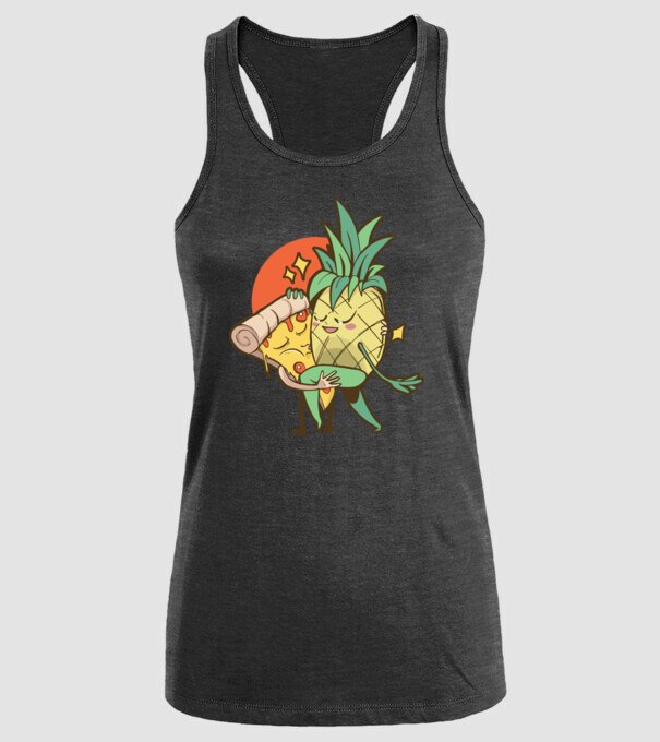 Pizza Ananas Dans model negru pe tricou