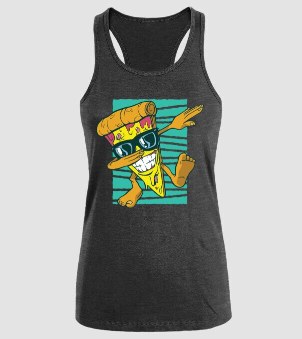 Felie de pizza DAB model negru pe tricou