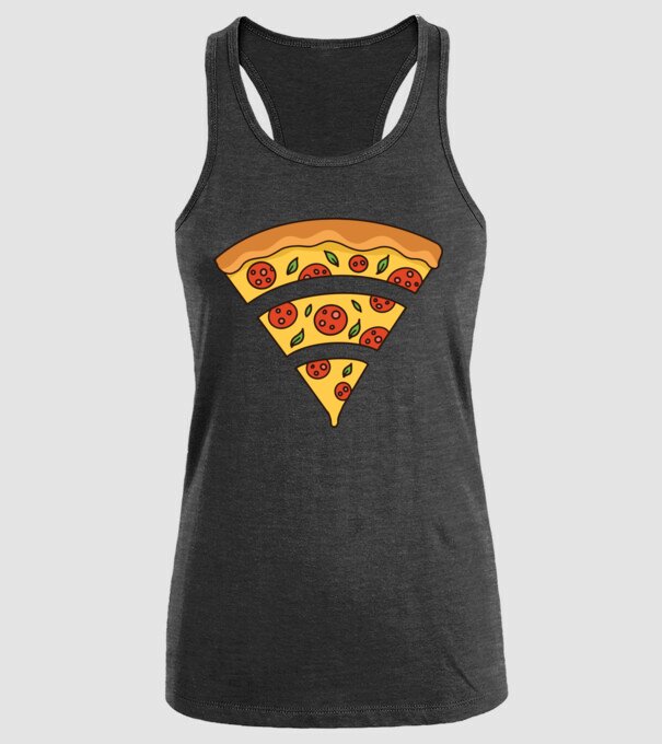 Felie de pizza Wifi model negru pe tricou