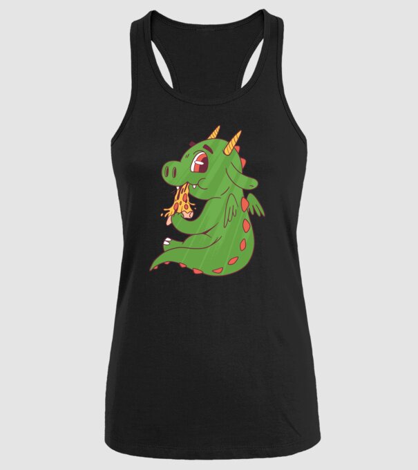 Pizza Dino model negru pe tricou