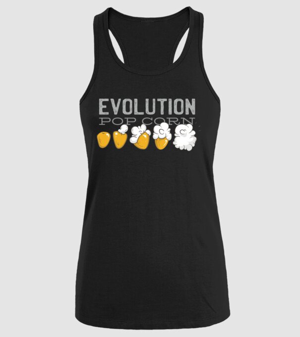 Evoluție Popcorn model negru pe tricou