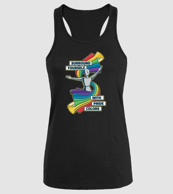 Pride cu curcubeu model negru pe tricou