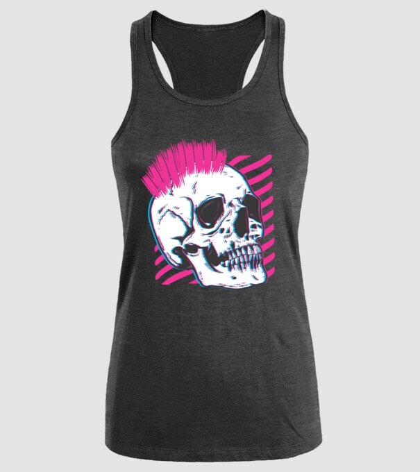 Craniu Punk model negru pe tricou