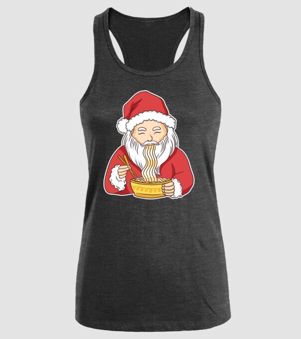 Moș Crăciun Ramen model negru pe tricou