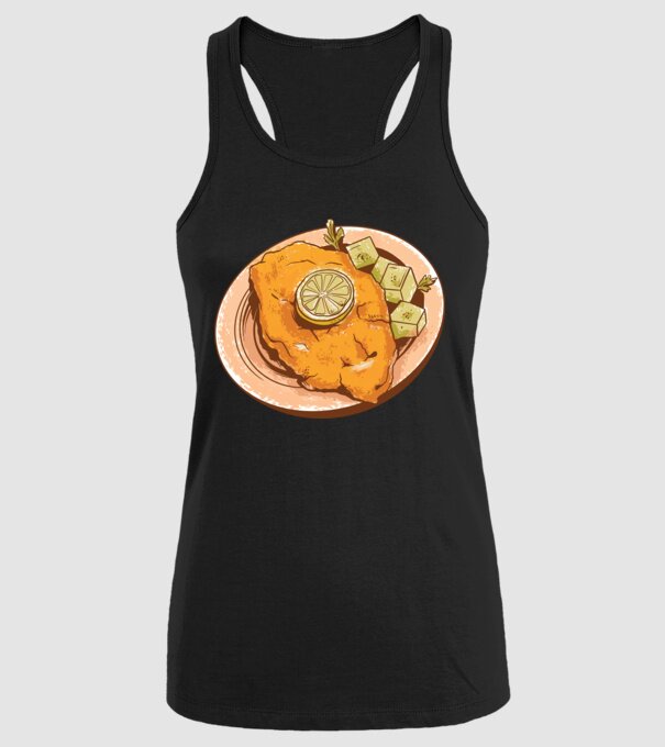 Șnițel vienez Wiener Schnitzel model negru pe tricou