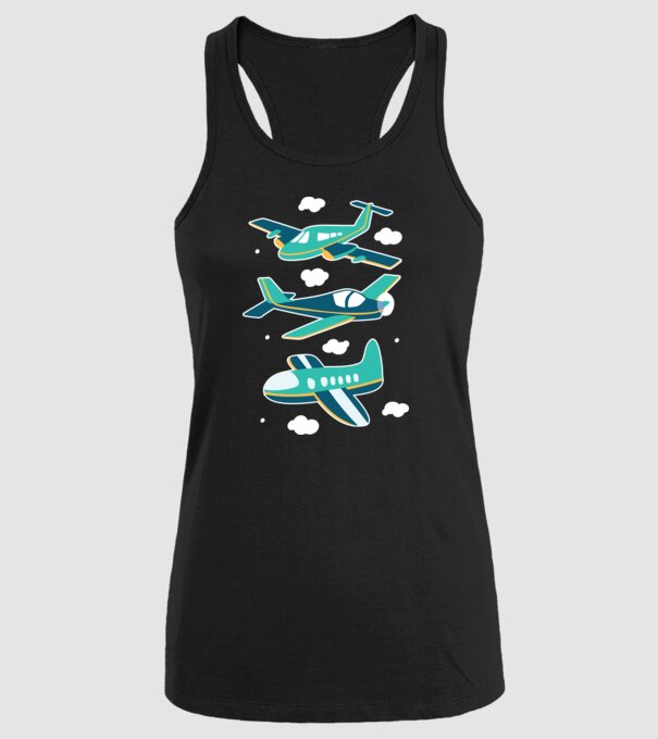 Avioane model negru pe tricou