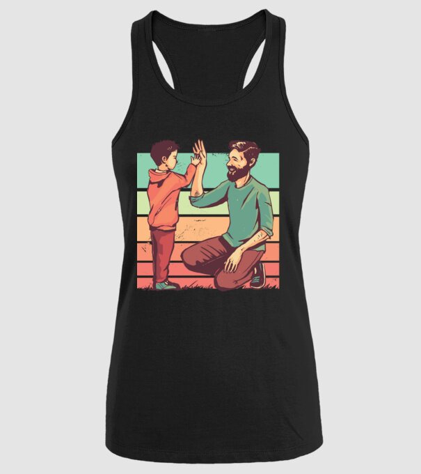 Tată și fiu retro model negru pe tricou