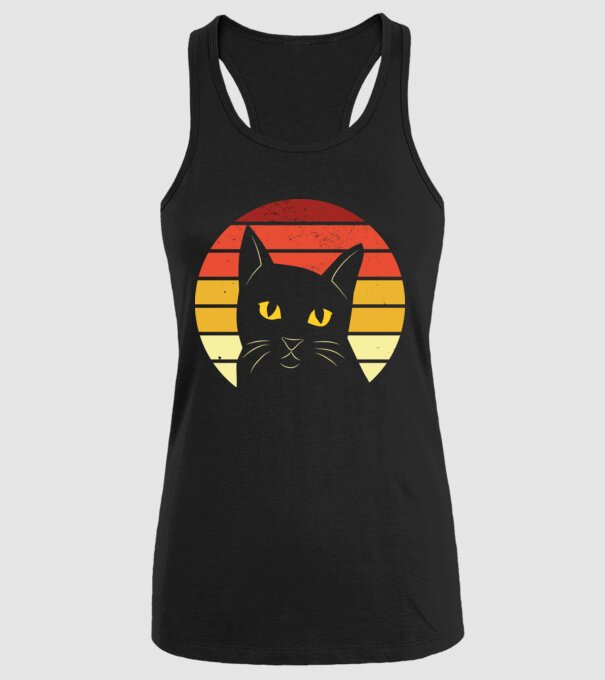 Cap pisică retro model negru pe tricou