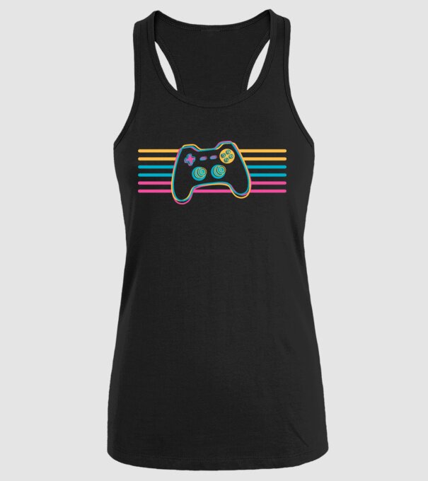 Gamer Controler Retro model negru pe tricou