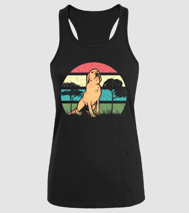 Golden Retriever retro model negru pe tricou