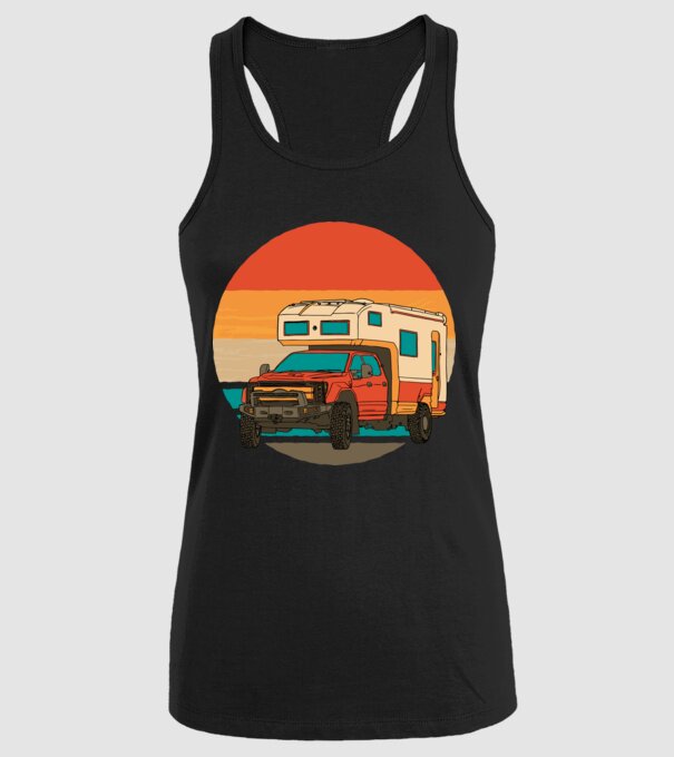 Campervan Retro model negru pe tricou
