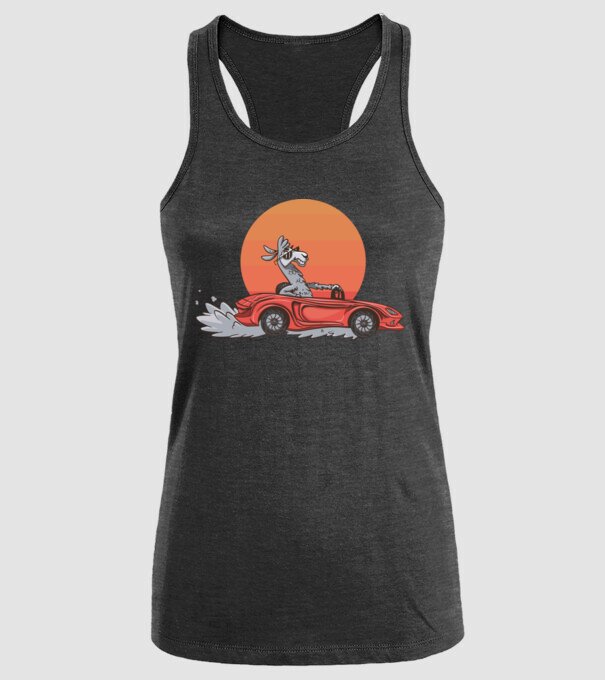 Mașină Retro Llama model negru pe tricou