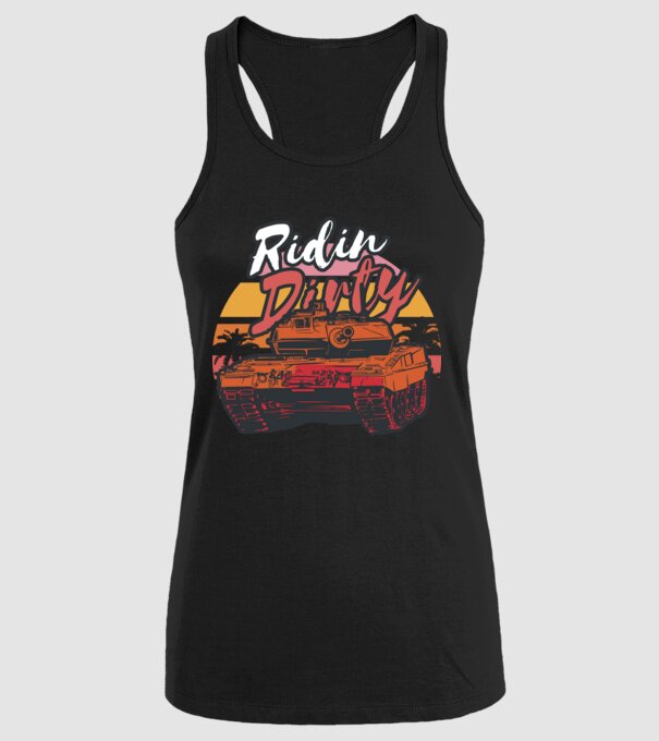 Ridin Dirty tricou cu tanc model negru pe tricou