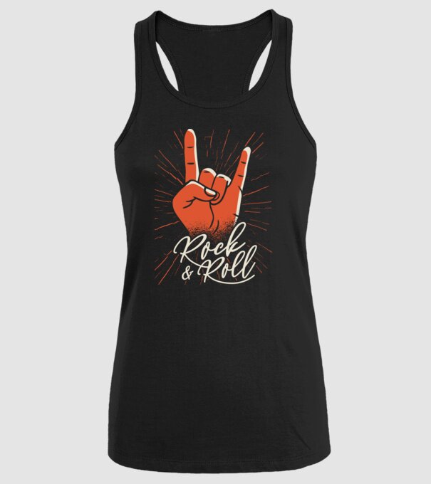 Rock and Roll model negru pe tricou