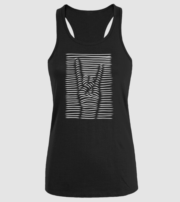Mână Rocker model negru pe tricou