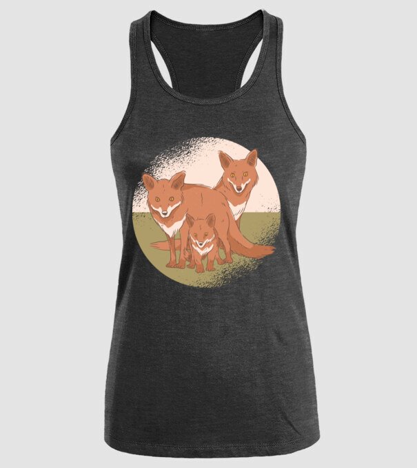 Familie Vulpe model negru pe tricou