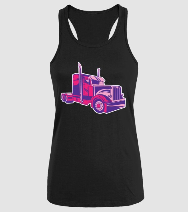 Camion roz model negru pe tricou