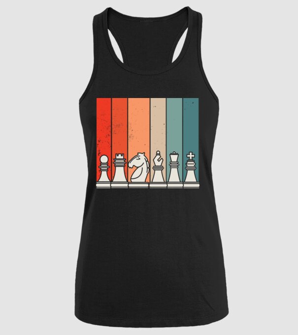 Șah Retro model negru pe tricou