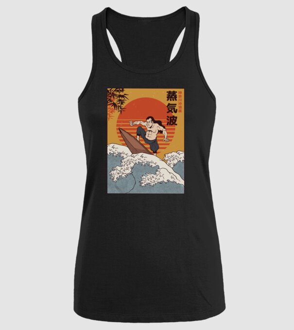 Samurai Surf model negru pe tricou