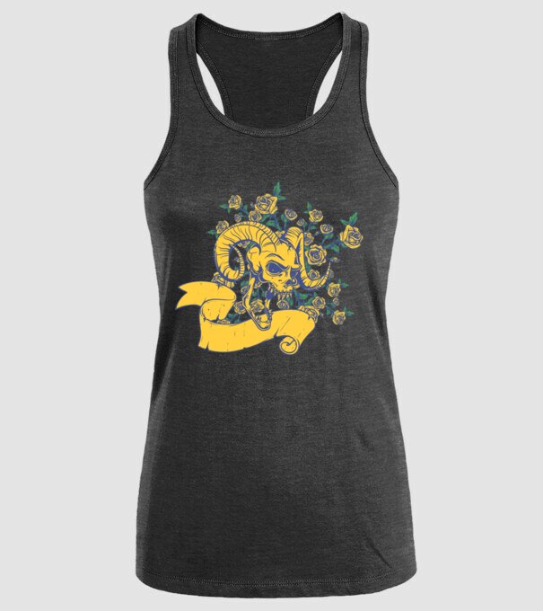 Skull with Roses model negru pe tricou
