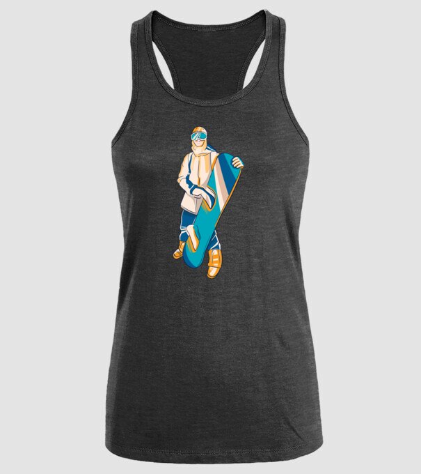 Snowboarder model negru pe tricou